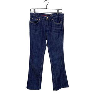 Refuge Jeans Juniors Size 7‎ Long Blue Straight Leg Low Rise Cotton Blend